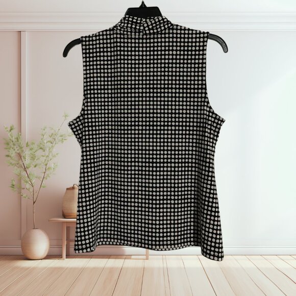 Anne Klein Sleeveless Polka Dot Blouse Women’s Size Large – Stretch Top - Picture 3 of 15